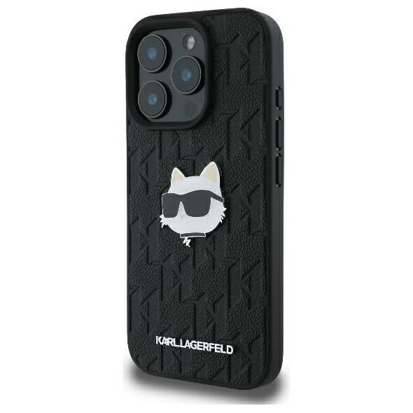 Karl Lagerfeld case for iPhone 16 Pro Max 6,9&quot; KLHCP16XPGKLCHPK black Hard Monogram Choupette Head Pin 3666339329754
