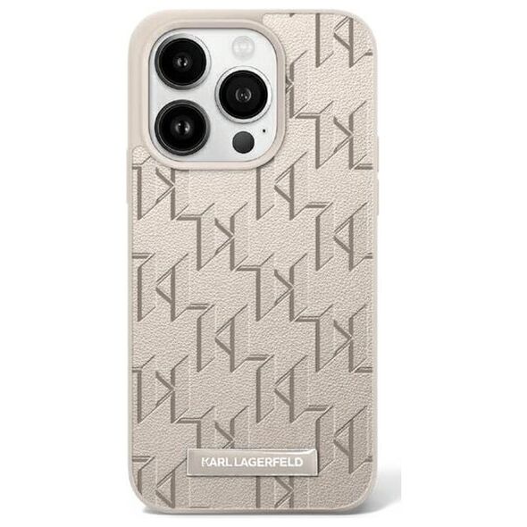 Karl Lagerfeld case for iPhone 16 Pro 6,3&quot; KLHMP16LPKHPORPE Beige Hard Leather Monogram Metal Logo MagSafe 3666339318581
