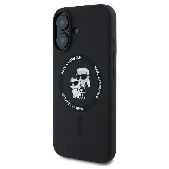 Karl Lagerfeld case for iPhone 16 Plus 6,7&quot; KLHMP16MSCMKCRHK black Hard Silicone Karl&Choupette Heads Ring MagSafe 3666339318659