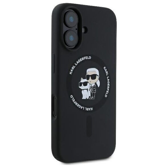 Karl Lagerfeld case for iPhone 16 Plus 6,7&quot; KLHMP16MSCMKCRHK black Hard Silicone Karl&Choupette Heads Ring MagSafe 3666339318659