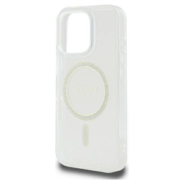 Original Case IPHONE 16 PRO Guess Hardcase IML Glitter Circle MagSafe (GUHMP16LHFGERET) transparent 3666339307578