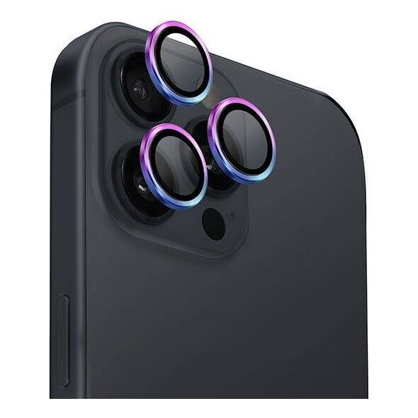 Tempered Glass for Camera IPHONE 16 PRO / 16 PRO MAX UNIQ Optix Aluminium Camera Lens Protector z Aplikatorem Iridescent 8886463690383