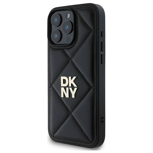 Original Case IPHONE 16 PRO DKNY Quilted Stack Logo (DKHCP16LPQDSLK) black 3666339333485