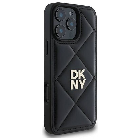 Original Case IPHONE 16 PRO DKNY Quilted Stack Logo (DKHCP16LPQDSLK) black 3666339333485