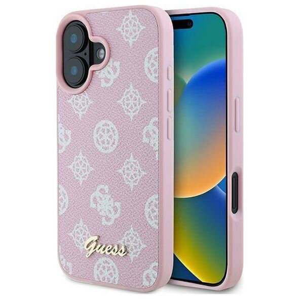 Original Case IPHONE 16 PLUS Guess Hardcase Peony Script Logo MagSafe (GUHMP16MPGPYSP) pink 3666339345532