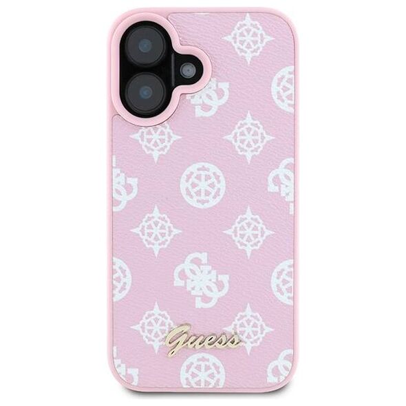 Original Case IPHONE 16 PLUS Guess Hardcase Peony Script Logo MagSafe (GUHMP16MPGPYSP) pink 3666339345532