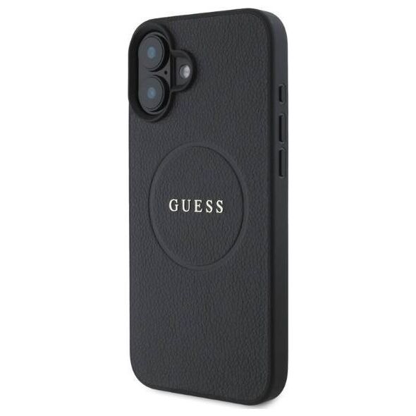 Original Case IPHONE 16 Guess Hardcase Grained Gold Ring MagSafe (GUHMP16SPGHSMMK) black 3666339303501