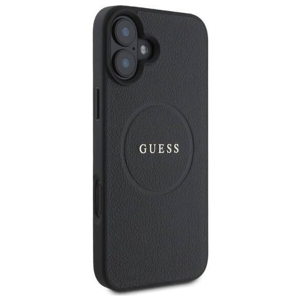 Original Case IPHONE 16 Guess Hardcase Grained Gold Ring MagSafe (GUHMP16SPGHSMMK) black 3666339303501