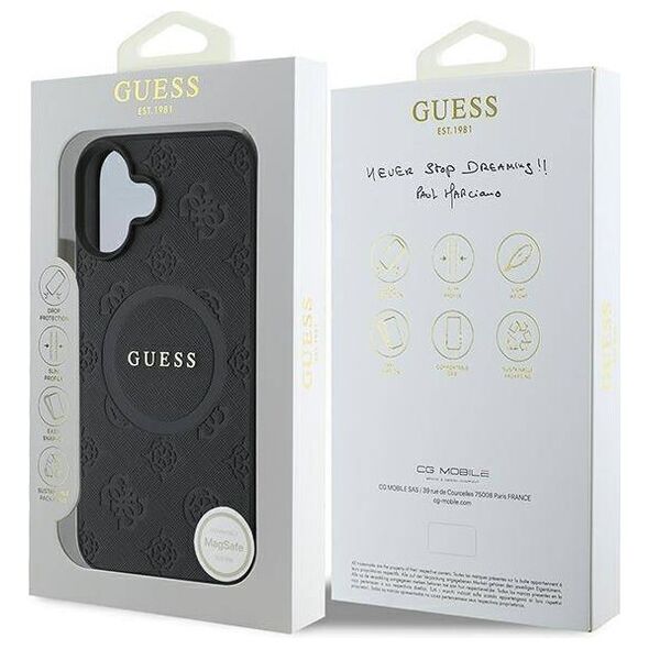 Original Case IPHONE 16 Guess Hardcase Saffiano Peony Classic Logo MagSafe (GUHMP16SPSAPSMEK) black 3666339327798