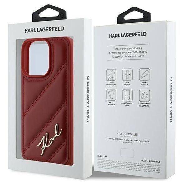 Original Case IPHONE 16 PRO Karl Lagerfeld Hardcase Quilted Signature (KLHCP16LPQDSMGR) red 3666339317782