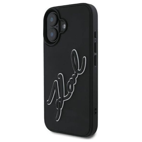 Original Case IPHONE 16 Karl Lagerfeld Hardcase 3D Rubber Signature (KLHCP16S3DRKSDLK) black 3666339319922