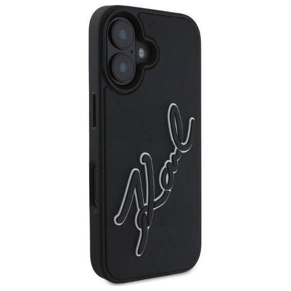 Original Case IPHONE 16 Karl Lagerfeld Hardcase 3D Rubber Signature (KLHCP16S3DRKSDLK) black 3666339319922
