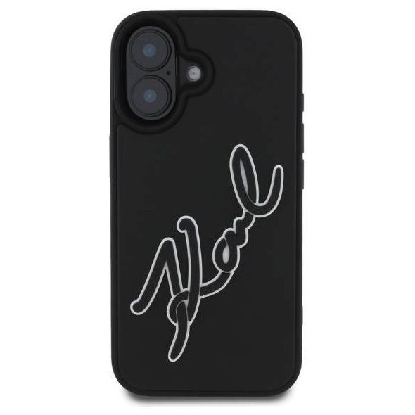 Original Case IPHONE 16 Karl Lagerfeld Hardcase 3D Rubber Signature (KLHCP16S3DRKSDLK) black 3666339319922
