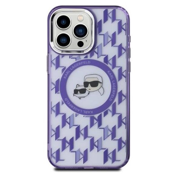 Original Case IPHONE 15 PRO Karl Lagerfeld IML Monogram Karl&Choupette Head MagSafe (KLHMP15LHMCKMHU) purple 3666339285180