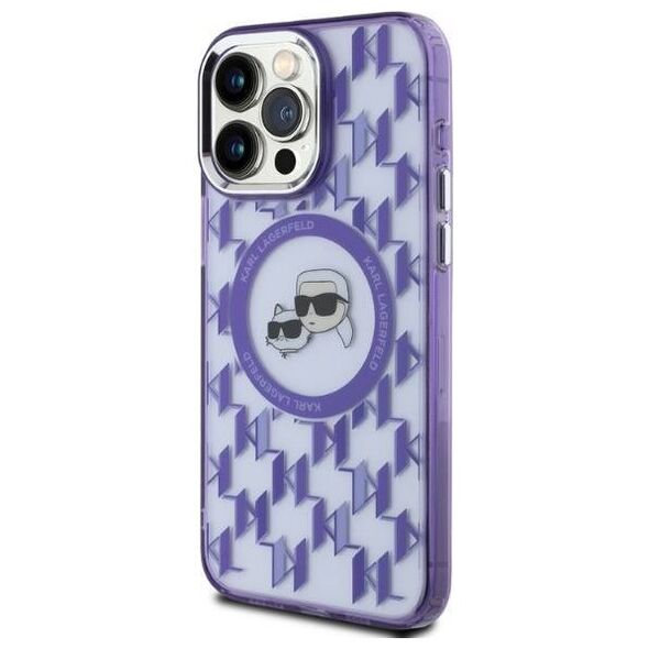 Original Case IPHONE 15 PRO Karl Lagerfeld IML Monogram Karl&Choupette Head MagSafe (KLHMP15LHMCKMHU) purple 3666339285180