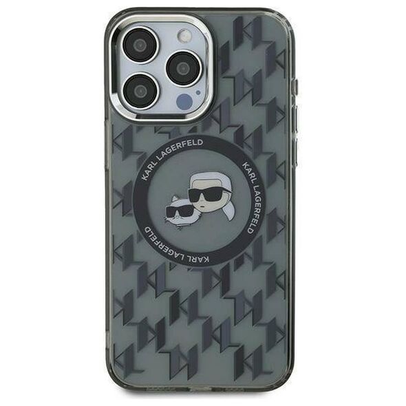 Original Case IPHONE 15 Karl Lagerfeld IML Monogram Karl&Choupette Head MagSafe (KLHMP15SHMCKMHK) black 3666339284886