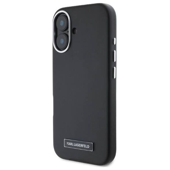 Original Case IPHONE 16 Karl Lagerfeld Hardcase FW Metal Plate MagSafe (KLHMP16SPGMSRPK) black 3666339318888