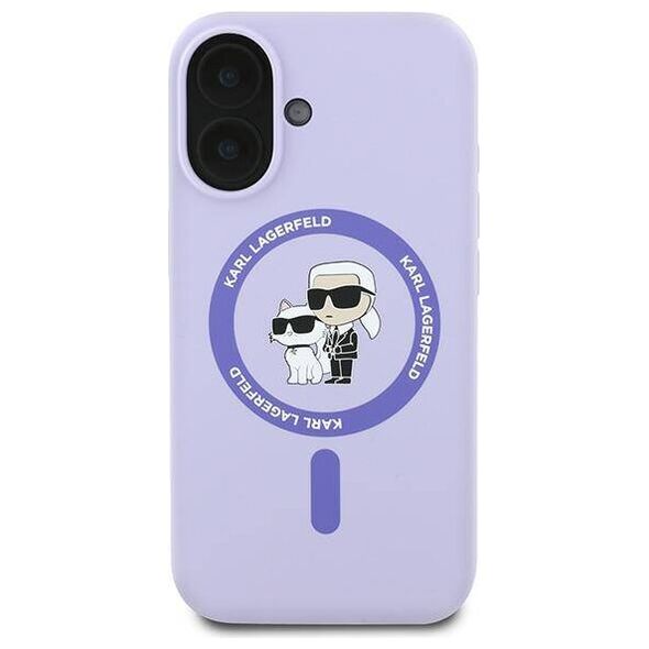 Original Case IPHONE 16 Karl Lagerfeld Hardcase Silicone Karl&Choupette Ring MagSafe (KLHMP16SSCMKCRHU) purple 3666339318727