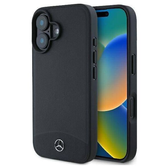 Original Case IPHONE 16 Mercedes Hardcase Textured And Plain Leather MagSafe (MEHMP16S23RBARK) black 3666339312503