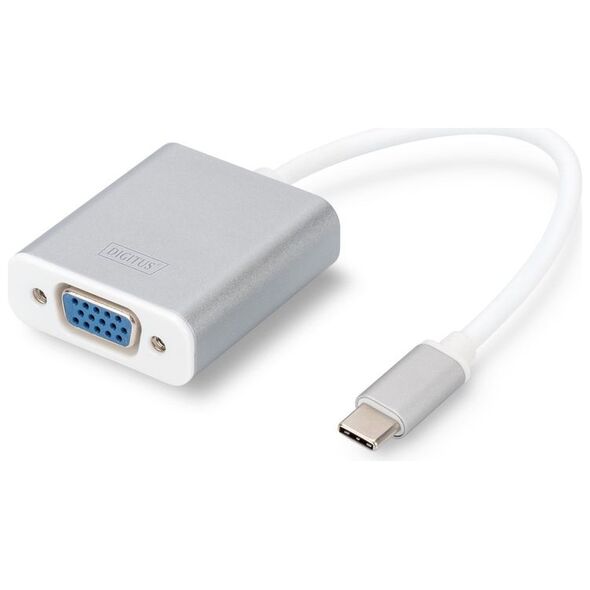 Adapter USB Digitus USB-C - VGA Srebrny  (DA-70837)