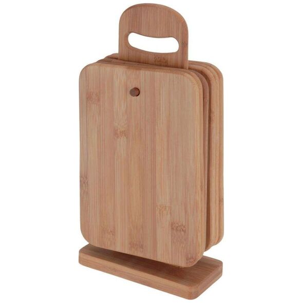 Deska do krojenia Excellent Houseware bambusowa 15x7cm 6szt. ze stojakiem