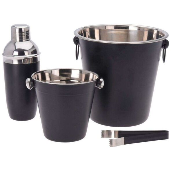 Excellent Houseware Zestaw BAROWY barmański 2x wiaderko do lodu shaker szczypce