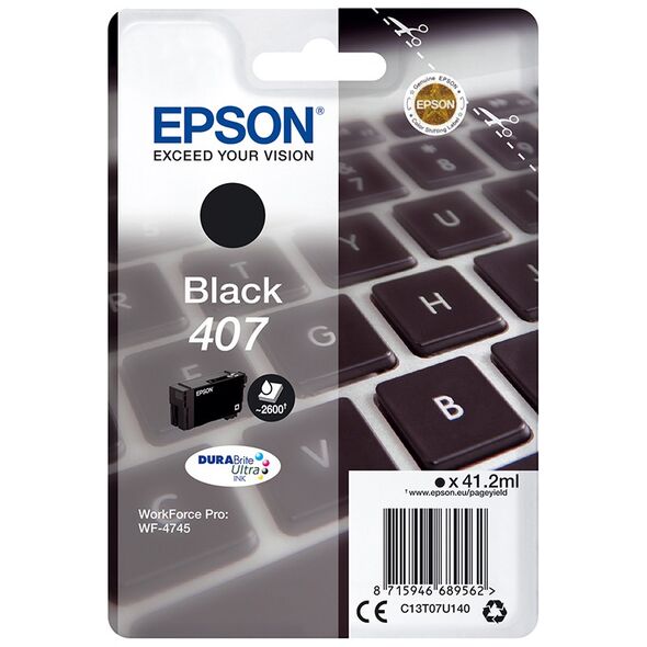 Epson 407 Black (C13T07U140) (EPST07U140) έως 12 άτοκες Δόσεις