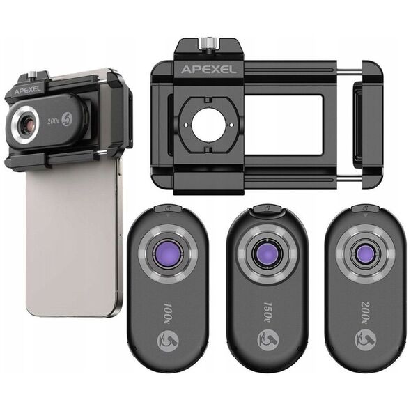 Apexel 3x Obiektyw MIKROSKOP CYFROWY 200x 150x 100x Filtr CPL do Telefonu Telefon / APL-MS3IN1