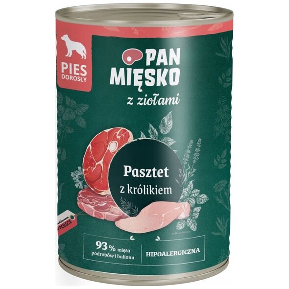 Pan Mięsko Pan Mięsko Pasztet z królikiem z ziołami Adult 400g