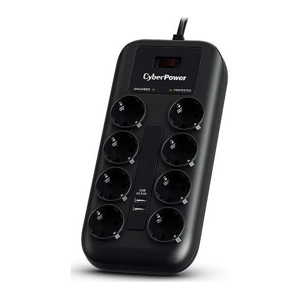 Listwa zasilająca CyberPower przeciwprzepięciowa 8 gniazd 1.8 m czarna (P0820SUF0-DE)