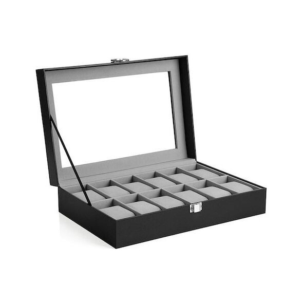 Songmics Watch Box Black  30.2 x 20.2 x 8.1 cm (JWB12BK) (SNGJWB12BK) έως 12 άτοκες Δόσεις