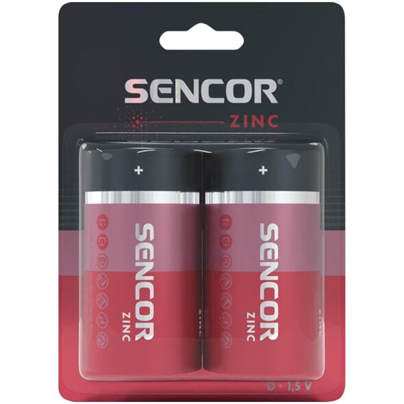 Sencor Bateria alkaliczna, D (LR20), ogniwo typ D, 1.5V, Sencor, blistr, 2-pack