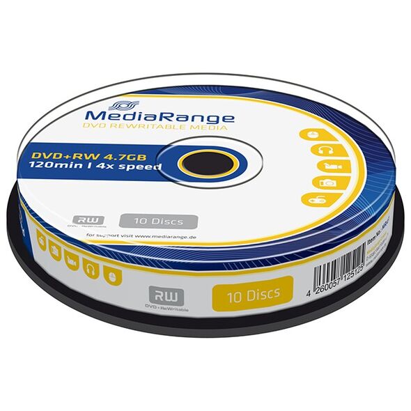 MediaRange DVD+RW 120' 4.7GB 4x Rewritable Cake Box x 10 (MR451) έως 12 άτοκες Δόσεις