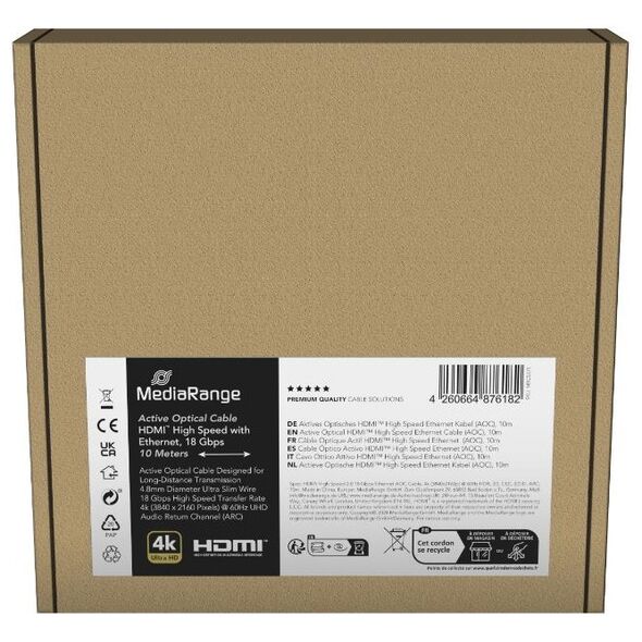 MediaRange HDMI Active Optical Cable 4K 10m (MRCS221) έως 12 άτοκες Δόσεις