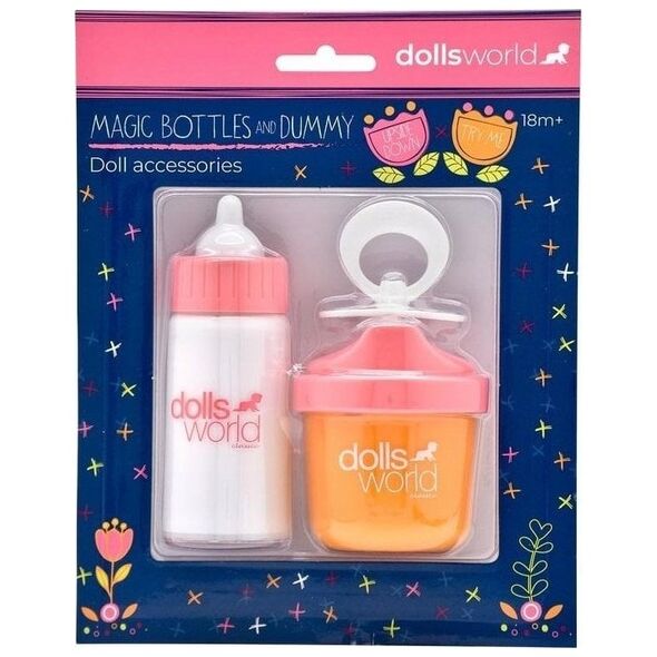 Dolls World DOLLS WORLD MAGICZNE BUTELKI MLEKO I SOK POMARAŃCZOWY I SMOCZEK