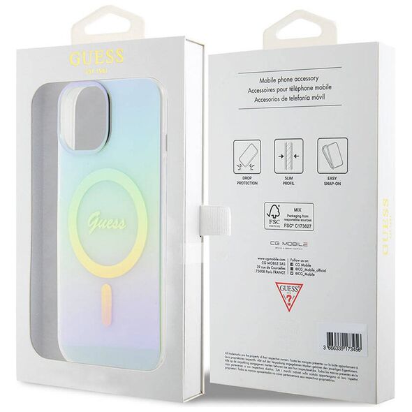 Guess Case for iPhone 15 / iPhone 14 / iPhone 13 - Guess IML Iridescent MagSafe (GUHMP15SHITSQ) - Turquoise 3666339154929 έως 12 άτοκες Δόσεις