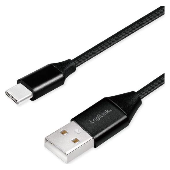 Kabel USB LogiLink USB-A - USB-C 1 m Czarny (CU0140)