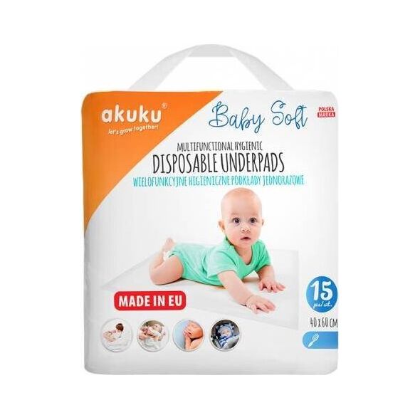 Akuku AKUKU Podkład Jednorazowy Baby Soft 40x60cm 15 szt.