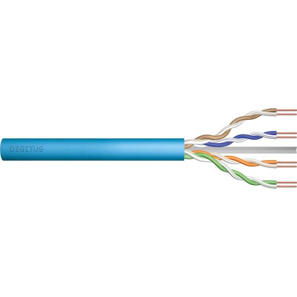Digitus Kabel teleinformatyczny instalacyjny DIGITUS kat.6A, U/UTP, Dca, AWG 23/1, LSOH, 100m, niebieski, ofoliowany