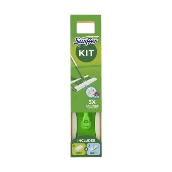Swiffer Swiffer Starter-Set Bodenwischer, Trocken-/Nass-Wischtücher Stab mit flexiblen Drehkopf, Set bestehend aus: - 1 Stück (8001090630612)