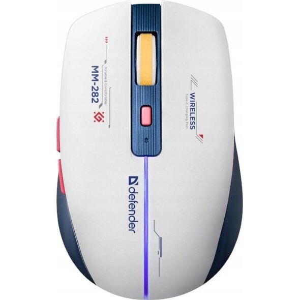 Mysz Defender Mysz bezprzewodowa Defender DILA MM-282 optyczna 1800dpi biała RGB AKUMULATOR 6 przycisków Gaming