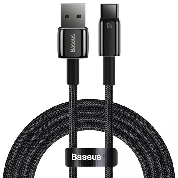 Baseus Καλώδιο USB σε USB-C Tungsten Gold 100W 2m Μαύρο (CAWJ000101) (BASCAWJ000101) έως 12 άτοκες Δόσεις