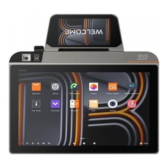 Terminal sieciowy Sunmi Smart Desktop Terminal D3 Mini GMS EDLA A13, 10,1+4 cala 3+32GB NFC
