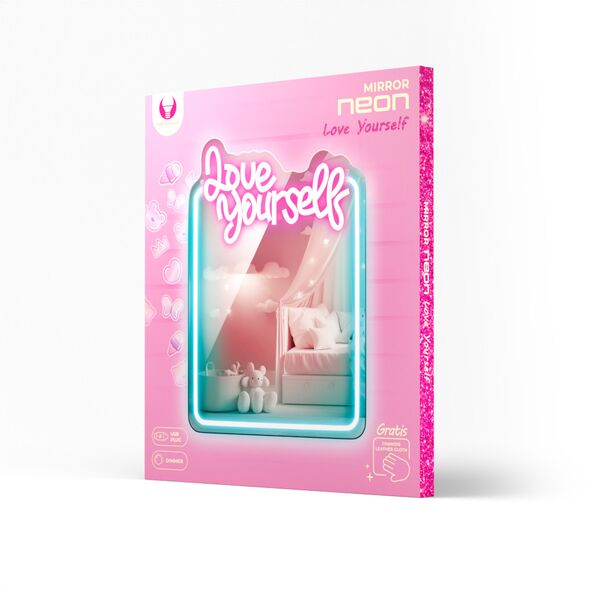 Neon MIRROR LED LOVE YOURSELF turquoise pink FMNE01 Forever Light 5907457763005