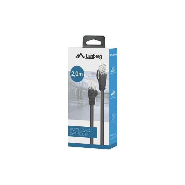 Lanberg PATCHCORD KAT.5E UTP 2M CZARNY BOX FLUKE PASSED LANBERG