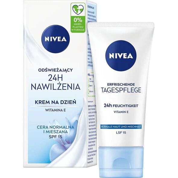 Nivea Odświeżający krem na dzień - 24h nawilżenia do cery mieszanej i normalnej SPF 15 50ml
