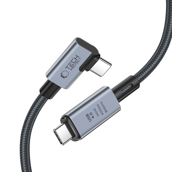 Tech-Protect Ultraboost Max L USB-C / USB-C angle cable USB 4.0 8K 40Gbps PD 240W 150cm Grey THP2847 5906302309252