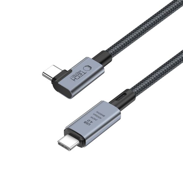 Tech-Protect Ultraboost Max L USB-C / USB-C angle cable USB 4.0 8K 40Gbps PD 240W 150cm Grey THP2847 5906302309252