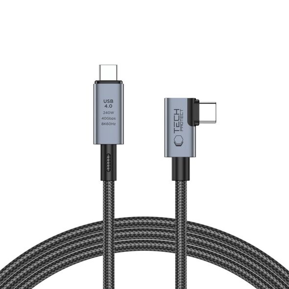 Tech-Protect Ultraboost Max L USB-C / USB-C angle cable USB 4.0 8K 40Gbps PD 240W 150cm Grey THP2847 5906302309252