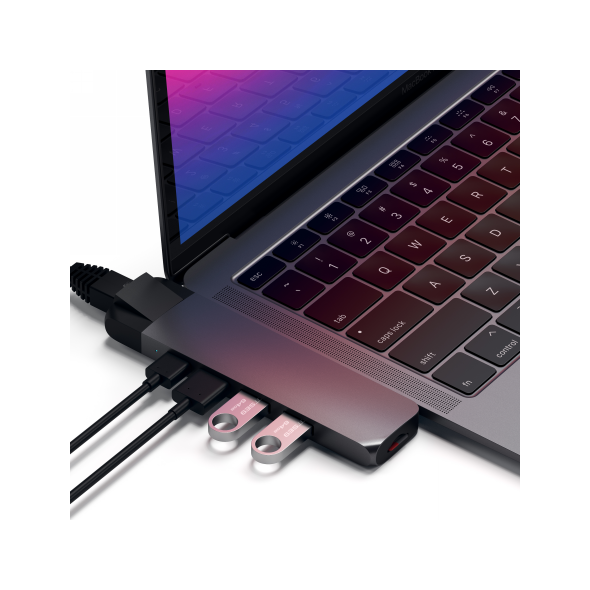 Satechi Type-C Pro Dual USB-C Hub for MacBook USB-C, PD, 87W, 2x USB-A, HDMI 4K, Micro/SD Card Reader STH87 879961007331
